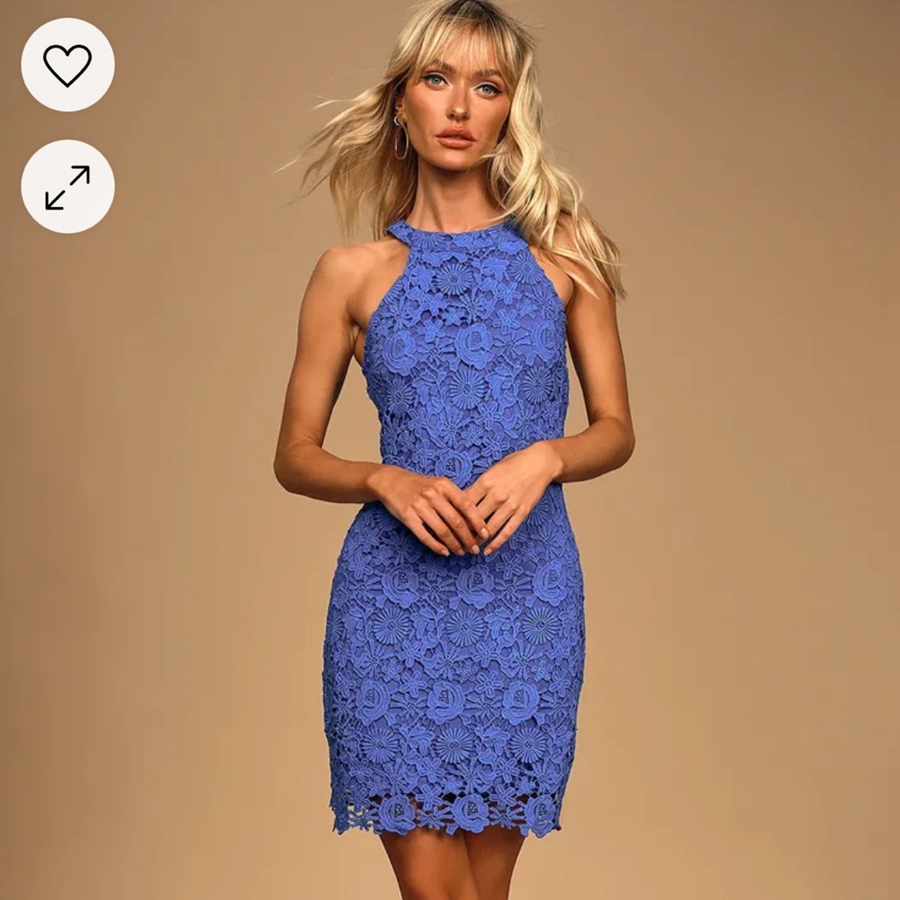 Lulus Love Poem Blue Lace Dress